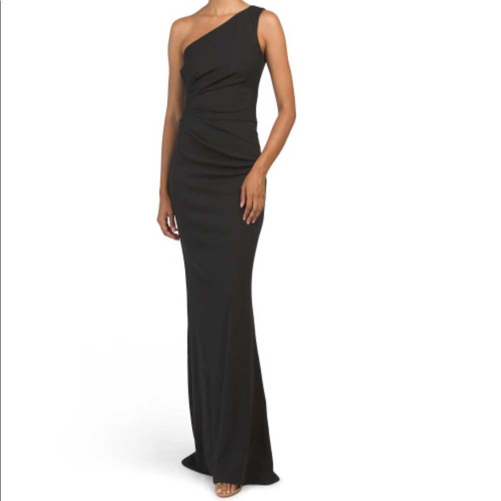 New Katie May Long Black Gown One Shoulder